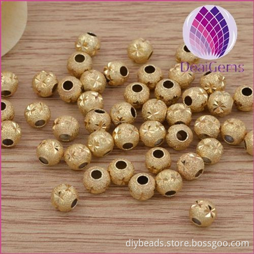 3mm round solid 925 sterling silver beads,18k gold beads